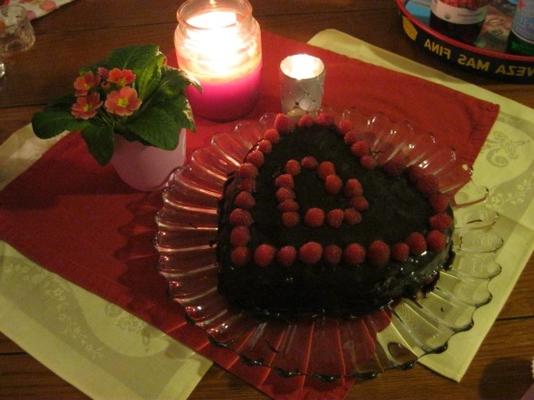 gewicht watchers chocolade-framboos hart cake