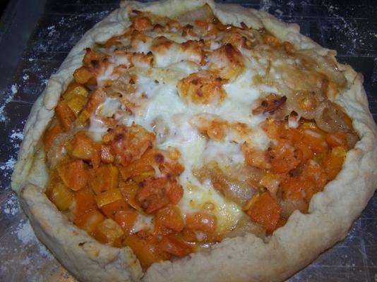 butternut squash en gekarameliseerde uien galette