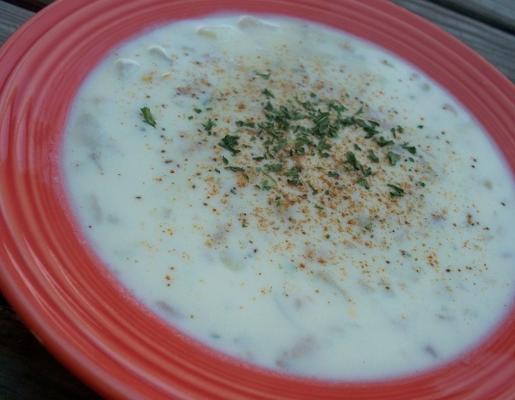 New Yorkse clam chowder met laag vetgehalte