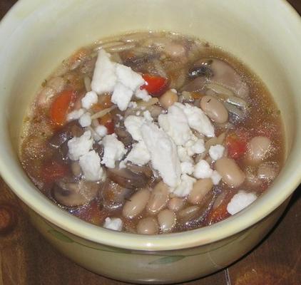 minestrone met champignons en feta