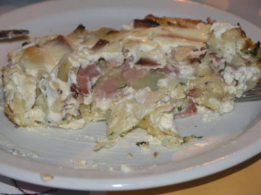 Noord-Kroatische ham en pasta casserole (krpice sa sunkom)