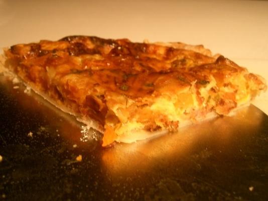 zoete aardappel en spek quiche