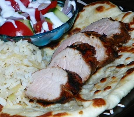 Gegrilde varkenslinfilet met ginger-lime vinaigrette