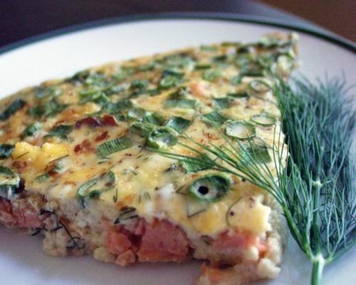 korstloze gerookte zalmquiche met dille