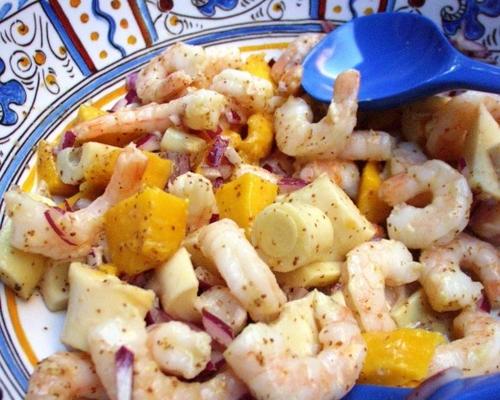 mango en harten van palmsalade met limoenvinaigrette