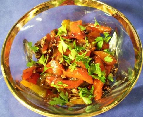 geroosterde paprika met honing en amandelen