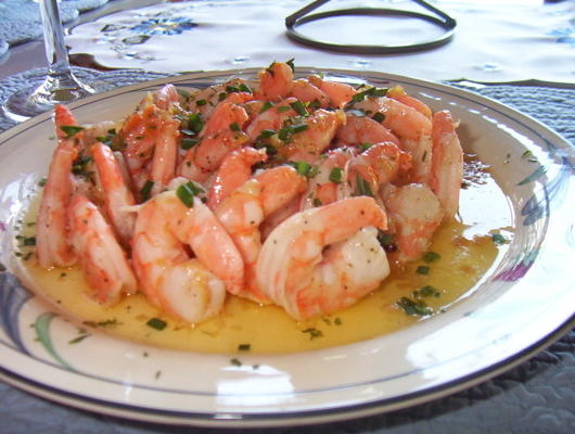 gemarineerde garnalen met champagne beurre blanc