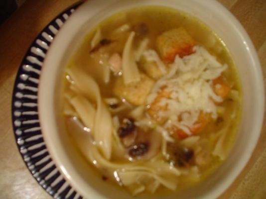 ritzy's mushroom chicken noodle soup