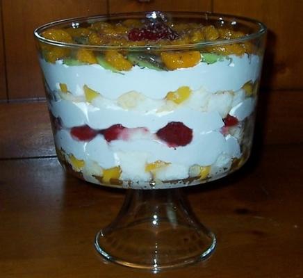 lekkere perzik / aardbei / kiwi trifle