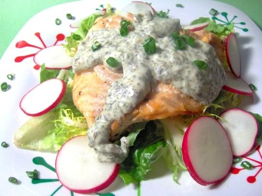 gekoelde zalm met kruidenmayonaise