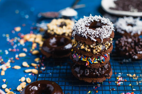 gebakken dubbele chocolade donuts (glutenvrij)