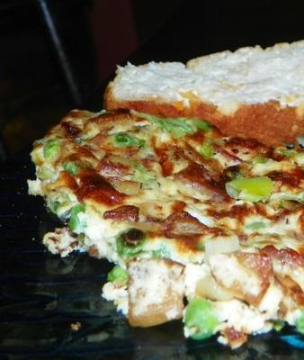 aardappel, erwt en spek tortilla