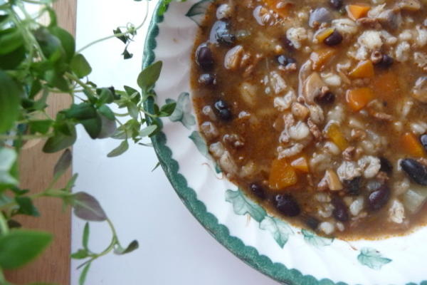 champignons, gerst en rundvleessoep