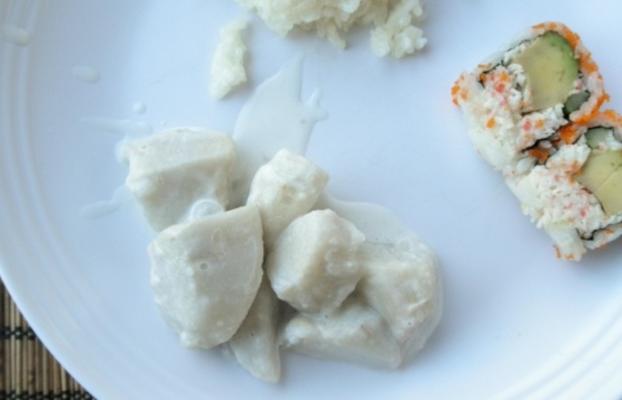gekookte taro met kokosmelk