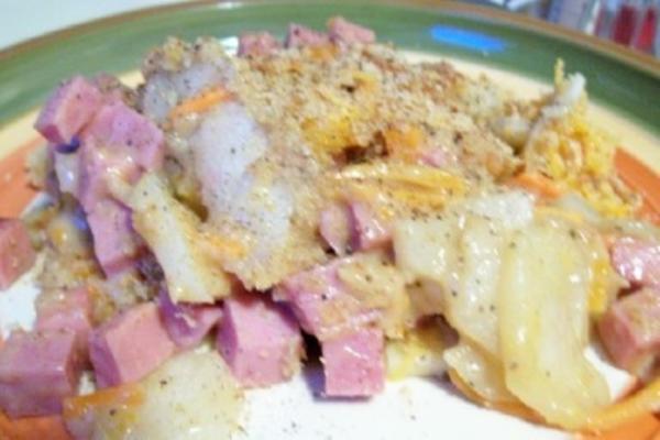 ham en aardappel bakken