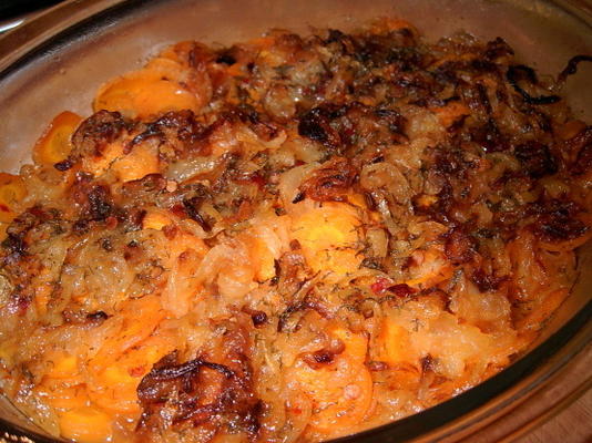 gebakken wortelen met gekarameliseerde uien