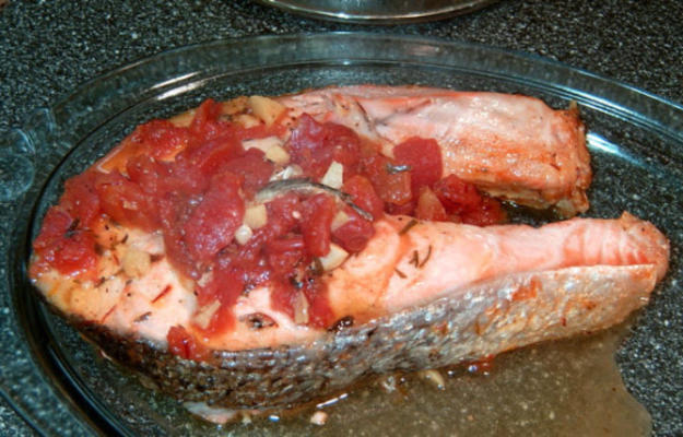 gebakken zalm provencale
