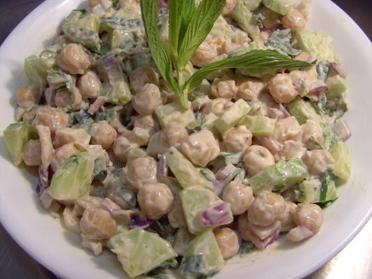 kikkererwten en komkommersalade