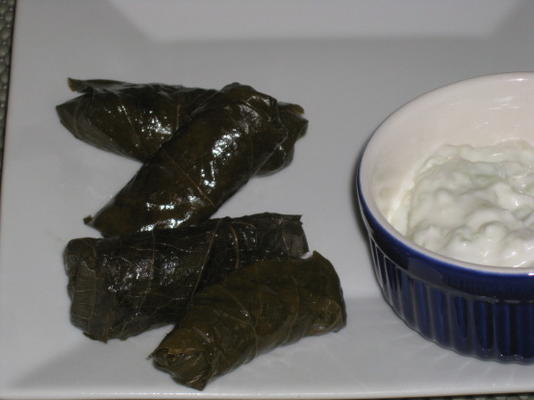 dolmas-druivenbladeren gevuld met geurige rijst