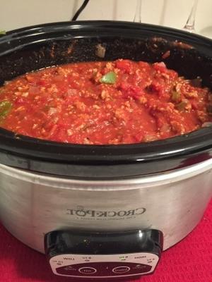 ez cook crock-pot kalkoen chili - geen bonen