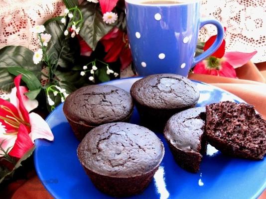 gezonde diepe donkere chocolademuffins