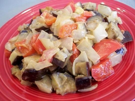 Acadia's aubergine en peper met velveeta
