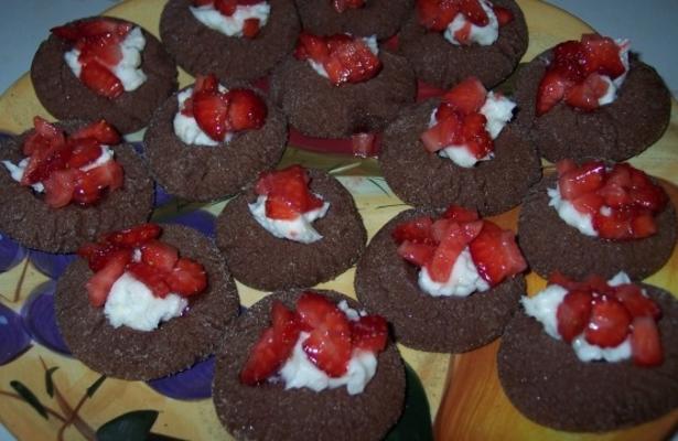 chocolate-strawberry thumbprint cookies