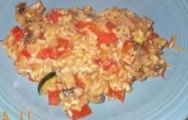 plantaardige risotto met pesto