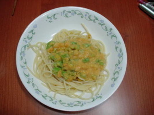 gezonde romige kabocha (pompoen) pasta