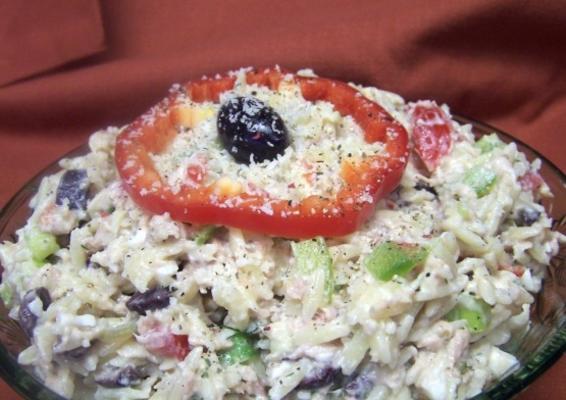 tonijn pastasalade met yoghurt dille saus