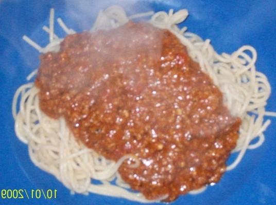 spaghetti (met champignonsoep ?!)
