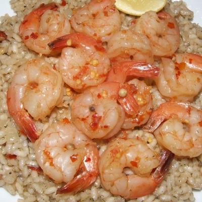 pittige, biergekookte garnalen