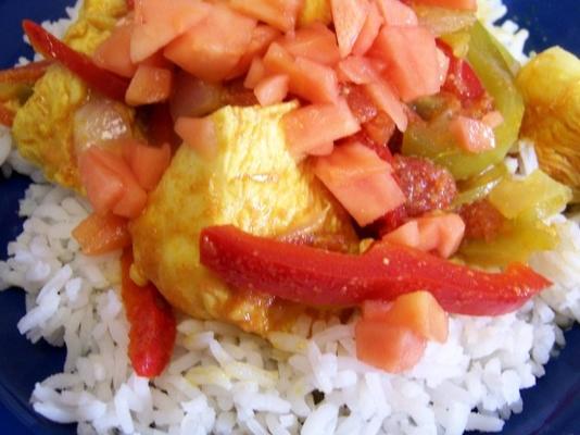 kip, paprika en rijst Caribische stijl