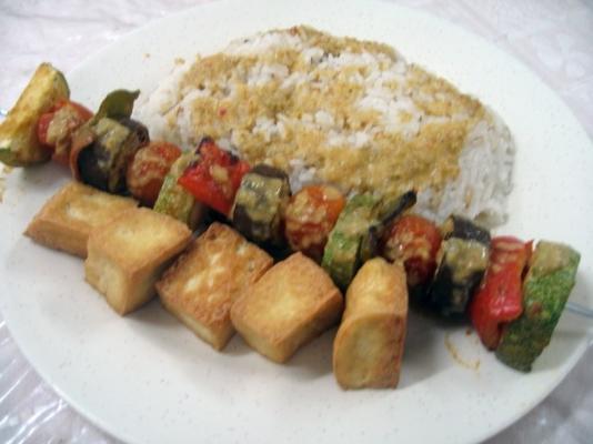 plantaardige kebab met koriander kokosroomsaus