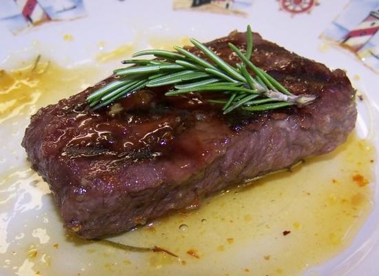 saucy strip steak