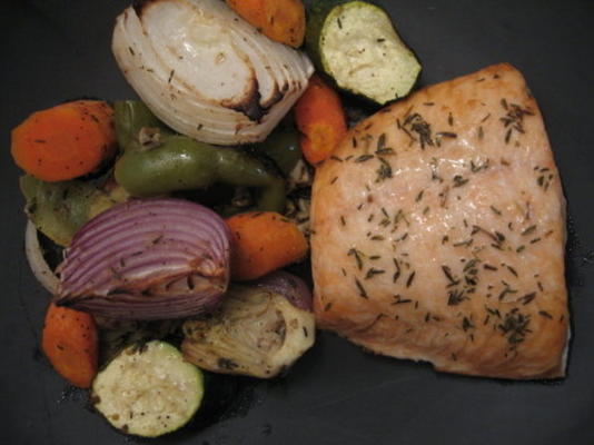 zalm met geroosterde groenten