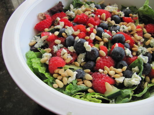 tuin salade met frambozen maanzaad dressing