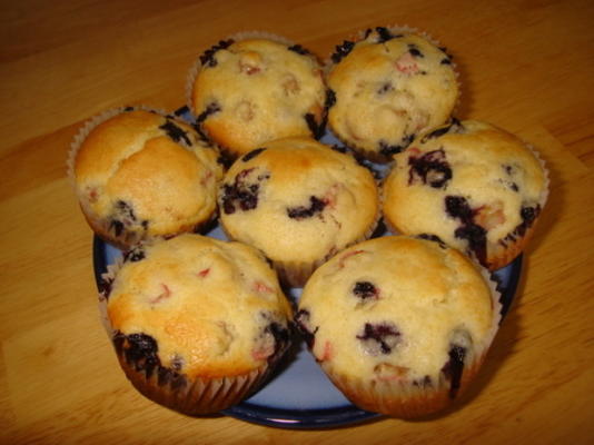 rabarber bosbessenmuffins