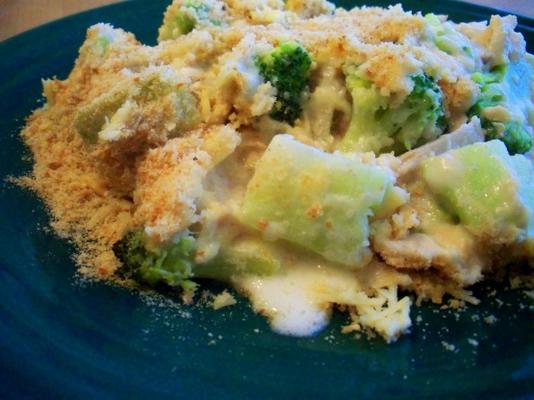 gelaagde kalkoen en broccoli-gratin