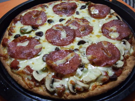 vlokkige dunne korst chicago geïnspireerde pizza