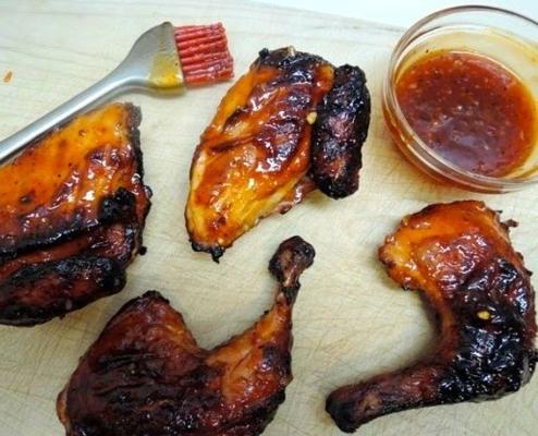 honing gerookte kip met zoete chili saus