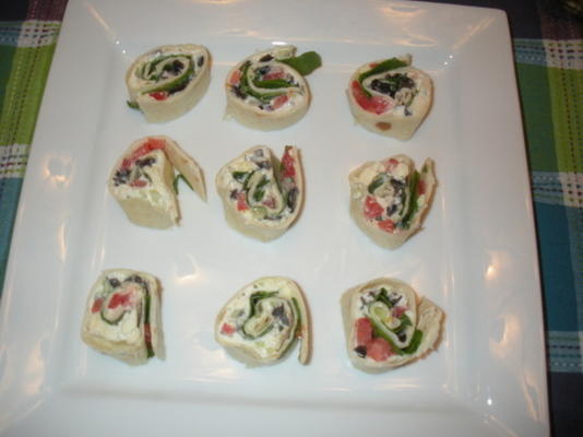 Grieks salade pinwheel feest voorgerecht
