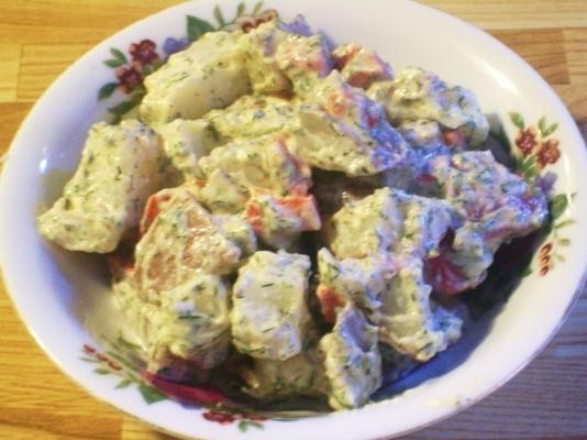 geroosterde aardappelsalade van rode peper (veganistisch)
