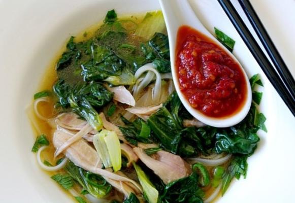 Hanoi Noedelsoep met kip, baby-tatsoi en paksoi