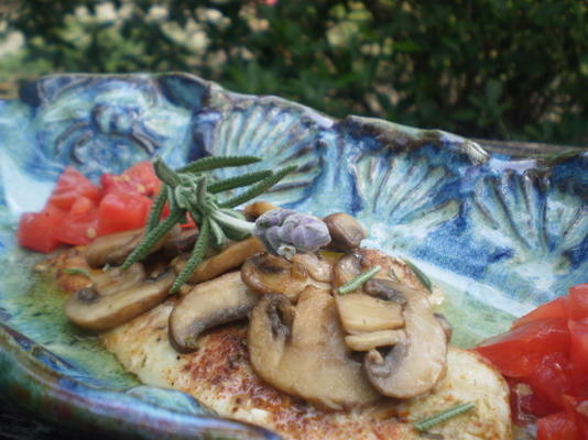 doornen petrale sole met champignons en lavendel