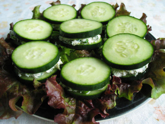 chandegrave; vre, scapes and cucumber tea sandwiches (bread-free)
