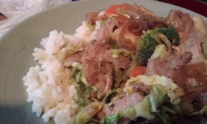 yoshinoya-stijl rundvlees met groenten rijstkom