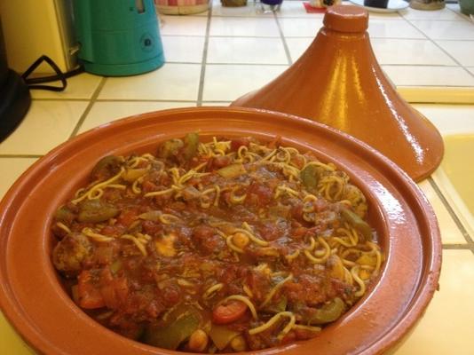 Marokkaanse stijl kalkoen spaghetti en gehaktballen