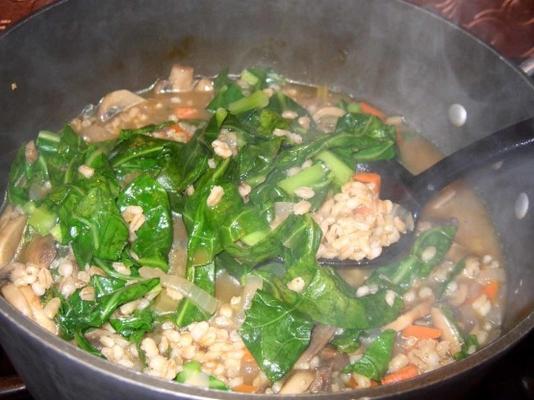 paddenstoelengerst en collards soep