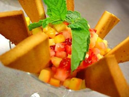 aardbei en mango bruschetta-dessert